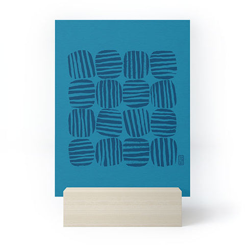 Sewzinski Striped Circle Squares Blue Mini Art Print
