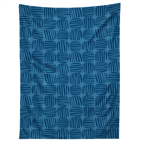 Sewzinski Striped Circle Squares Blue Tapestry