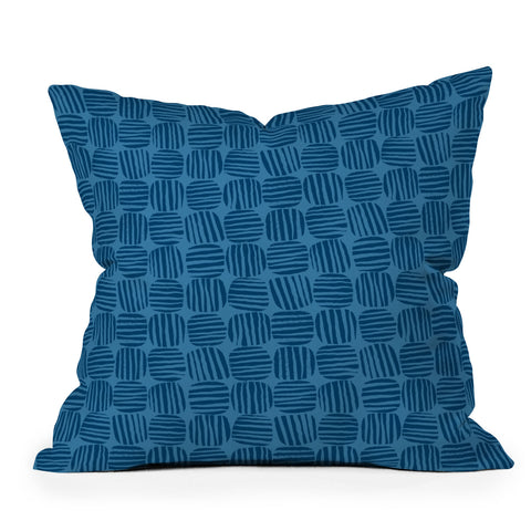 Sewzinski Striped Circle Squares Blue Outdoor Throw Pillow