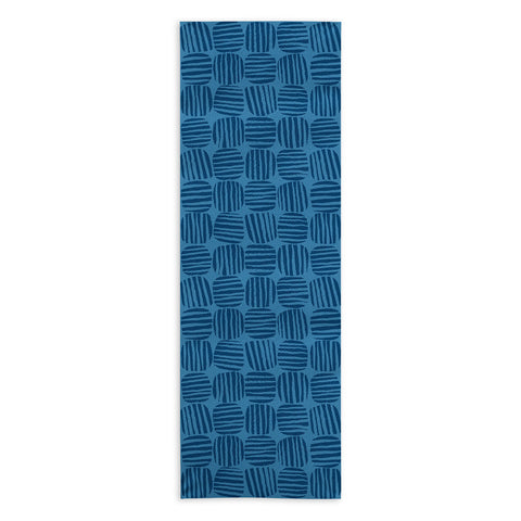 Sewzinski Striped Circle Squares Blue Yoga Towel