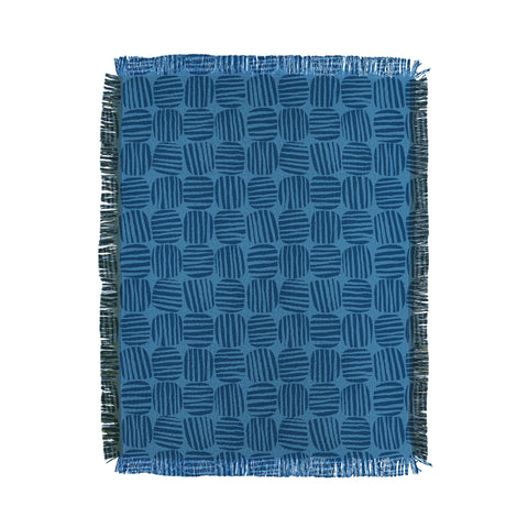 Sewzinski Striped Circle Squares Blue Throw Blanket