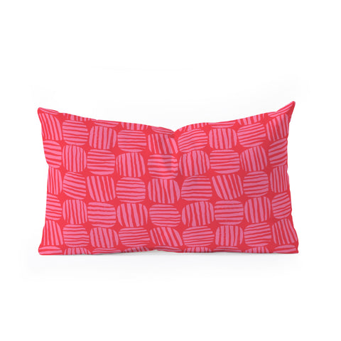 Sewzinski Striped Circle Squares Pink Oblong Throw Pillow