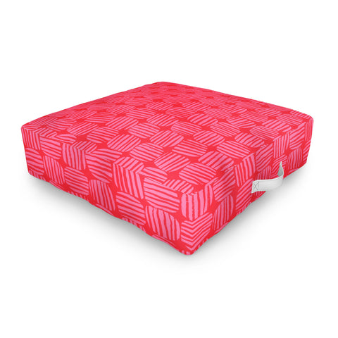 Sewzinski Striped Circle Squares Pink Outdoor Floor Cushion