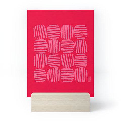 Sewzinski Striped Circle Squares Pink Mini Art Print