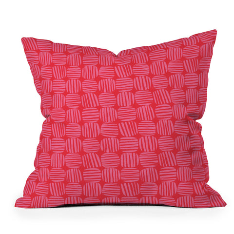 Sewzinski Striped Circle Squares Pink Outdoor Throw Pillow