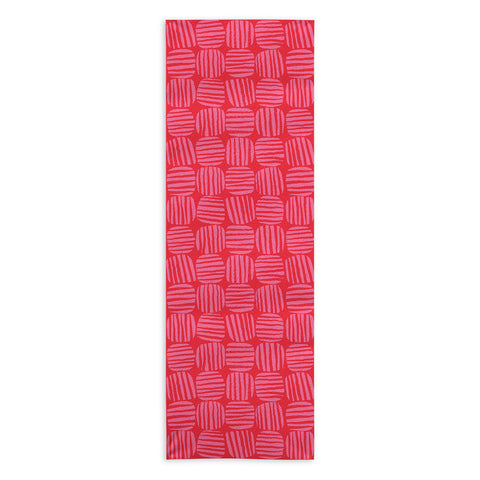 Sewzinski Striped Circle Squares Pink Yoga Towel