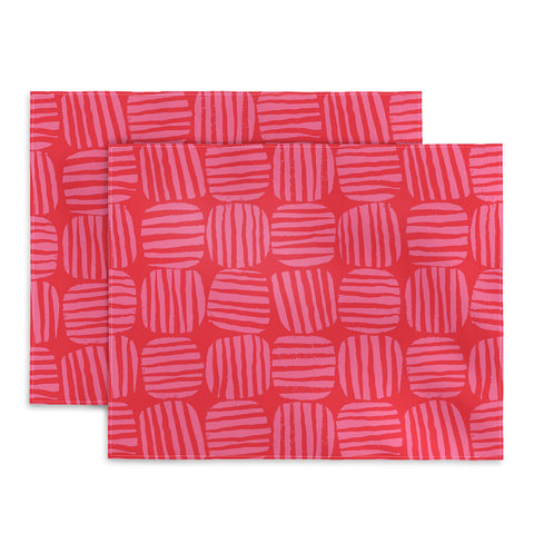 Sewzinski Striped Circle Squares Pink Placemat