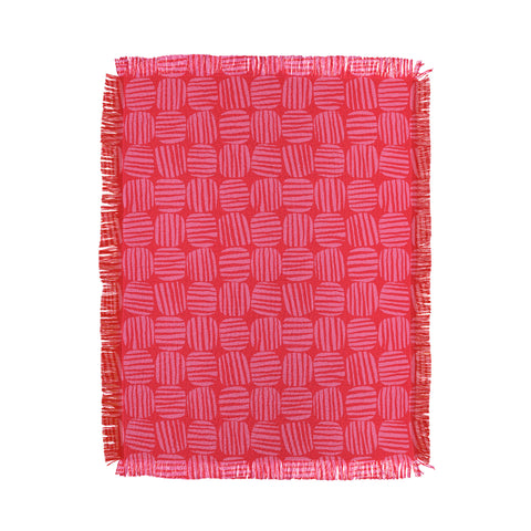 Sewzinski Striped Circle Squares Pink Throw Blanket