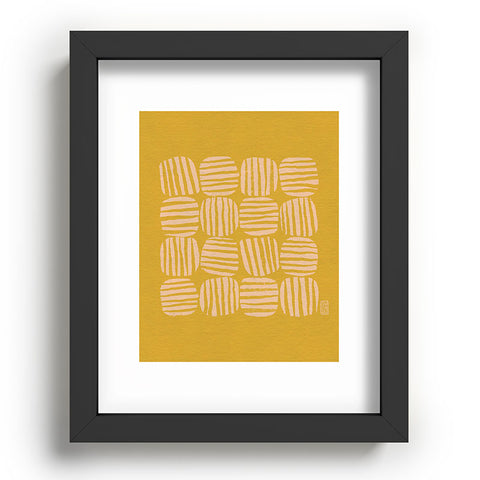 Sewzinski Striped Circle Squares Yellow Recessed Framing Rectangle