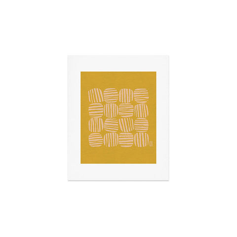Sewzinski Striped Circle Squares Yellow Art Print
