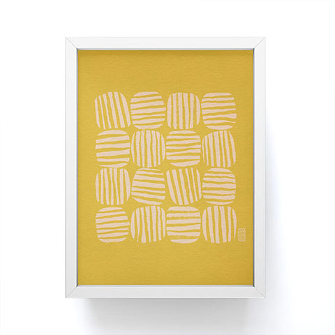Sewzinski Striped Circle Squares Yellow Framed Mini Art Print