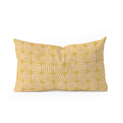 Sewzinski Striped Circle Squares Yellow Oblong Throw Pillow