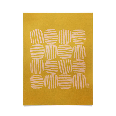 Sewzinski Striped Circle Squares Yellow Poster