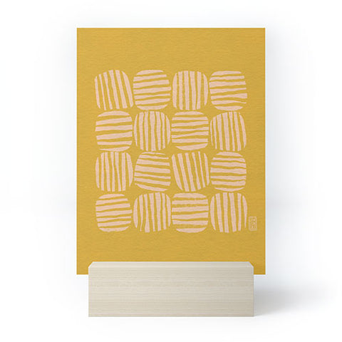 Sewzinski Striped Circle Squares Yellow Mini Art Print