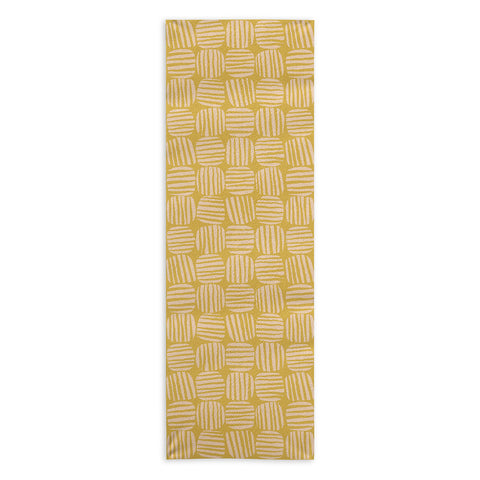 Sewzinski Striped Circle Squares Yellow Yoga Towel