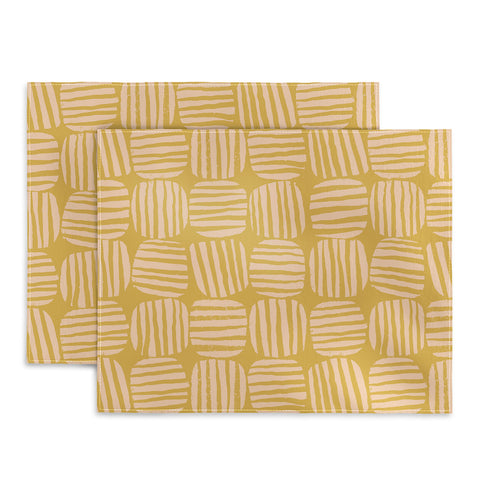 Sewzinski Striped Circle Squares Yellow Placemat