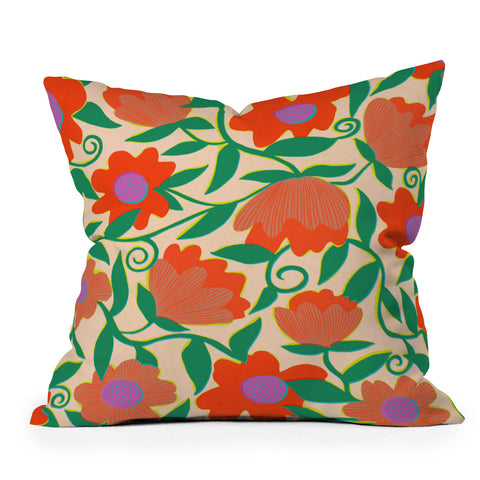 Sewzinski Sunlit Flowers Orange Outdoor Throw Pillow