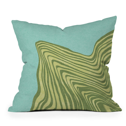 Sewzinski Trippy Waves Blue and Green Outdoor Throw Pillow