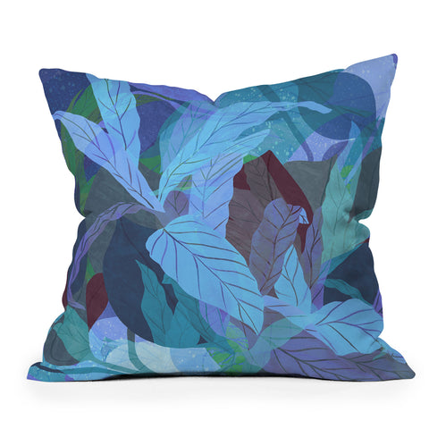 Sewzinski Tropical Tangle Blue Outdoor Throw Pillow