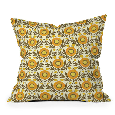 Sewzinski Wallflowers Pattern Yellow Outdoor Throw Pillow