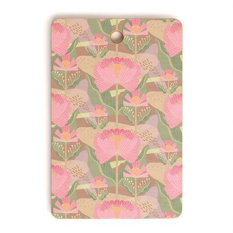 Sewzinski Water Lilies Pattern Pink Cutting Board Rectangle