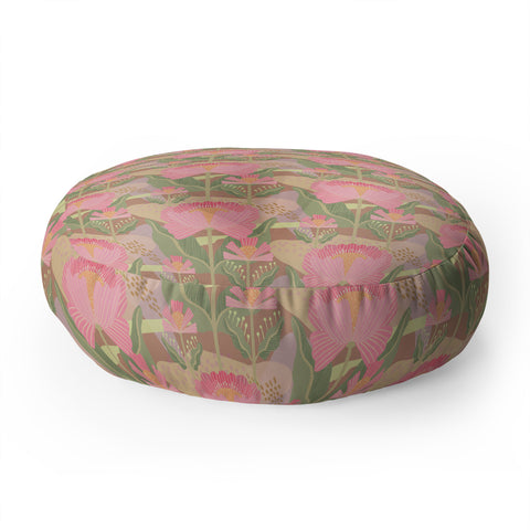 Sewzinski Water Lilies Pattern Pink Floor Pillow Round