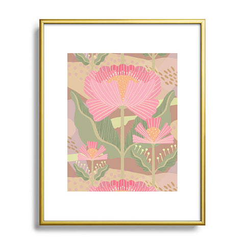 Sewzinski Water Lilies Pattern Pink Metal Framed Art Print