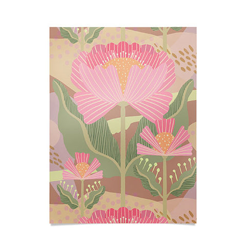 Sewzinski Water Lilies Pattern Pink Poster