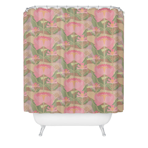 Sewzinski Water Lilies Pattern Pink Shower Curtain