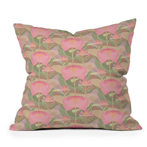 Sewzinski Water Lilies Pattern Pink Outdoor Throw Pillow