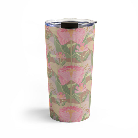 Sewzinski Water Lilies Pattern Pink Travel Mug