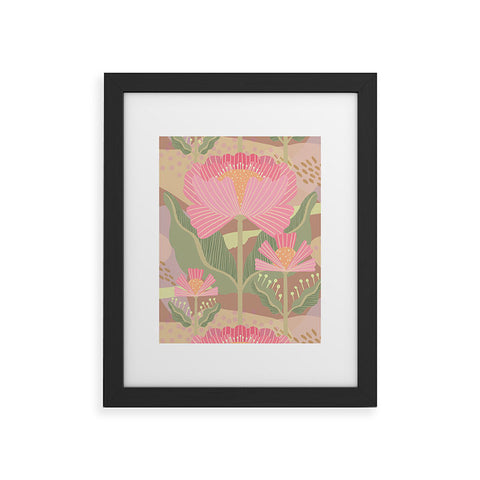 Sewzinski Water Lilies Pattern Pink Framed Art Print