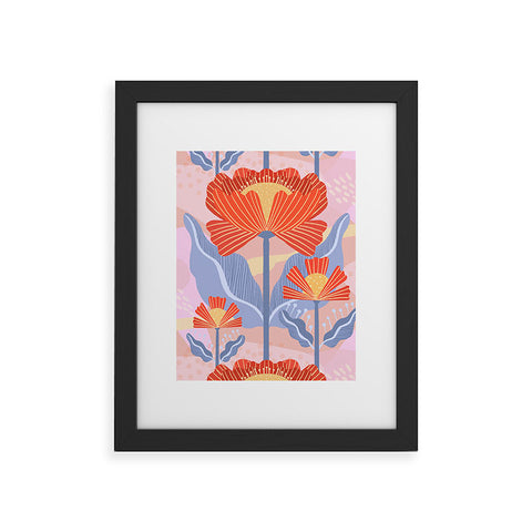 Sewzinski Water Lilies Pattern Red Framed Art Print
