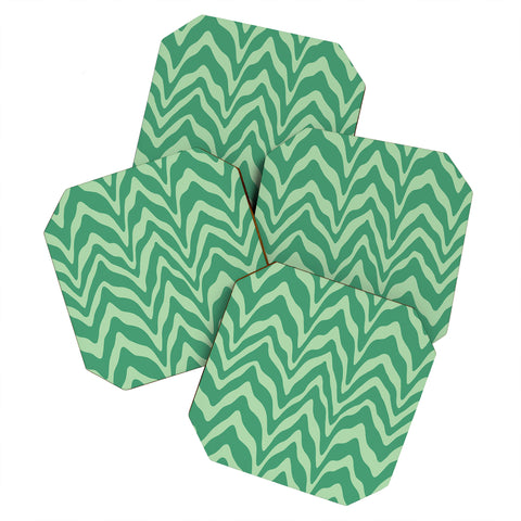 Sewzinski Wavy Lines Mint Green Coaster Set