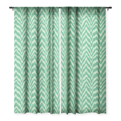 Sewzinski Wavy Lines Mint Green Sheer Window Curtain