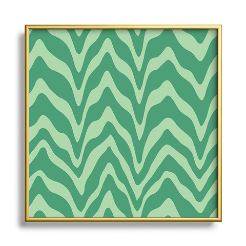 Sewzinski Wavy Lines Mint Green Square Metal Framed Art Print