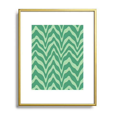 Sewzinski Wavy Lines Mint Green Metal Framed Art Print