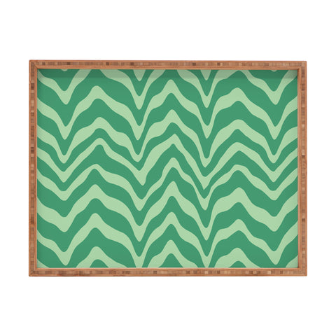 Sewzinski Wavy Lines Mint Green Rectangular Tray