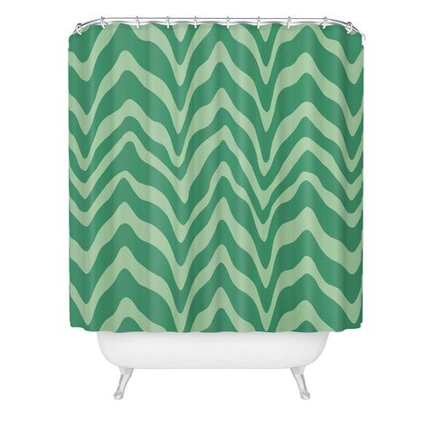 Sewzinski Wavy Lines Mint Green Shower Curtain