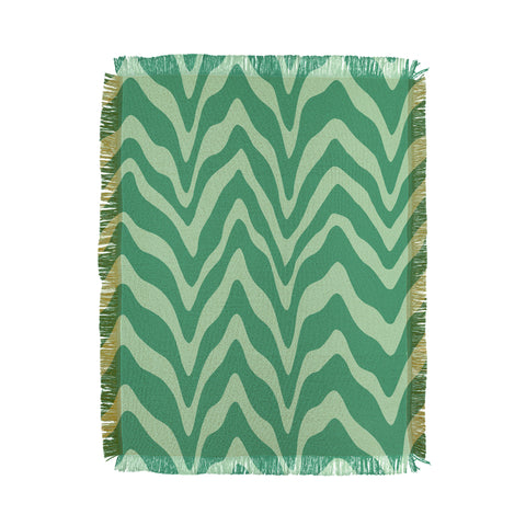 Sewzinski Wavy Lines Mint Green Throw Blanket