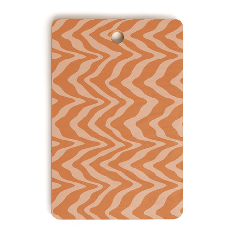Sewzinski Wavy Lines Orange Peach Cutting Board Rectangle