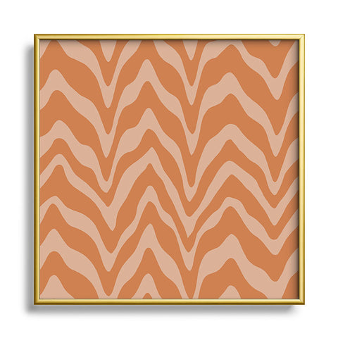 Sewzinski Wavy Lines Orange Peach Square Metal Framed Art Print