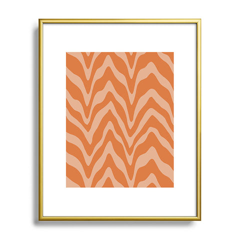 Sewzinski Wavy Lines Orange Peach Metal Framed Art Print