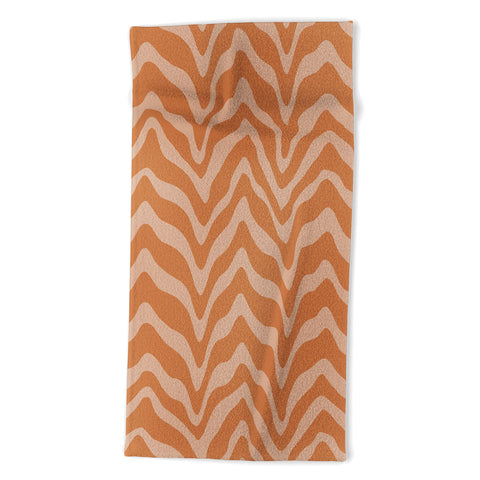 Sewzinski Wavy Lines Orange Peach Beach Towel