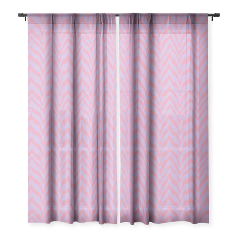 Sewzinski Wavy Lines Pink Purple Sheer Window Curtain