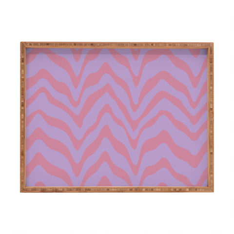 Sewzinski Wavy Lines Pink Purple Rectangular Tray