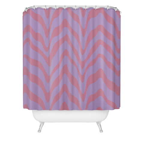 Sewzinski Wavy Lines Pink Purple Shower Curtain