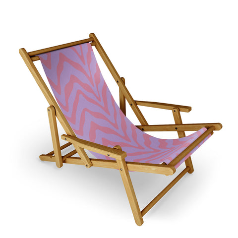 Sewzinski Wavy Lines Pink Purple Sling Chair