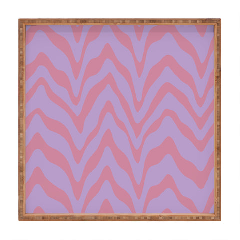 Sewzinski Wavy Lines Pink Purple Square Tray
