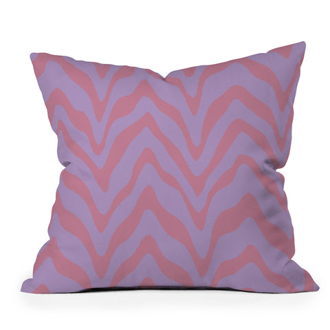 Sewzinski Wavy Lines Pink Purple Outdoor Throw Pillow